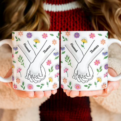 Personalized Couple Mug with 3D effect, custom coffee mug gift for anniversaries and loved ones.