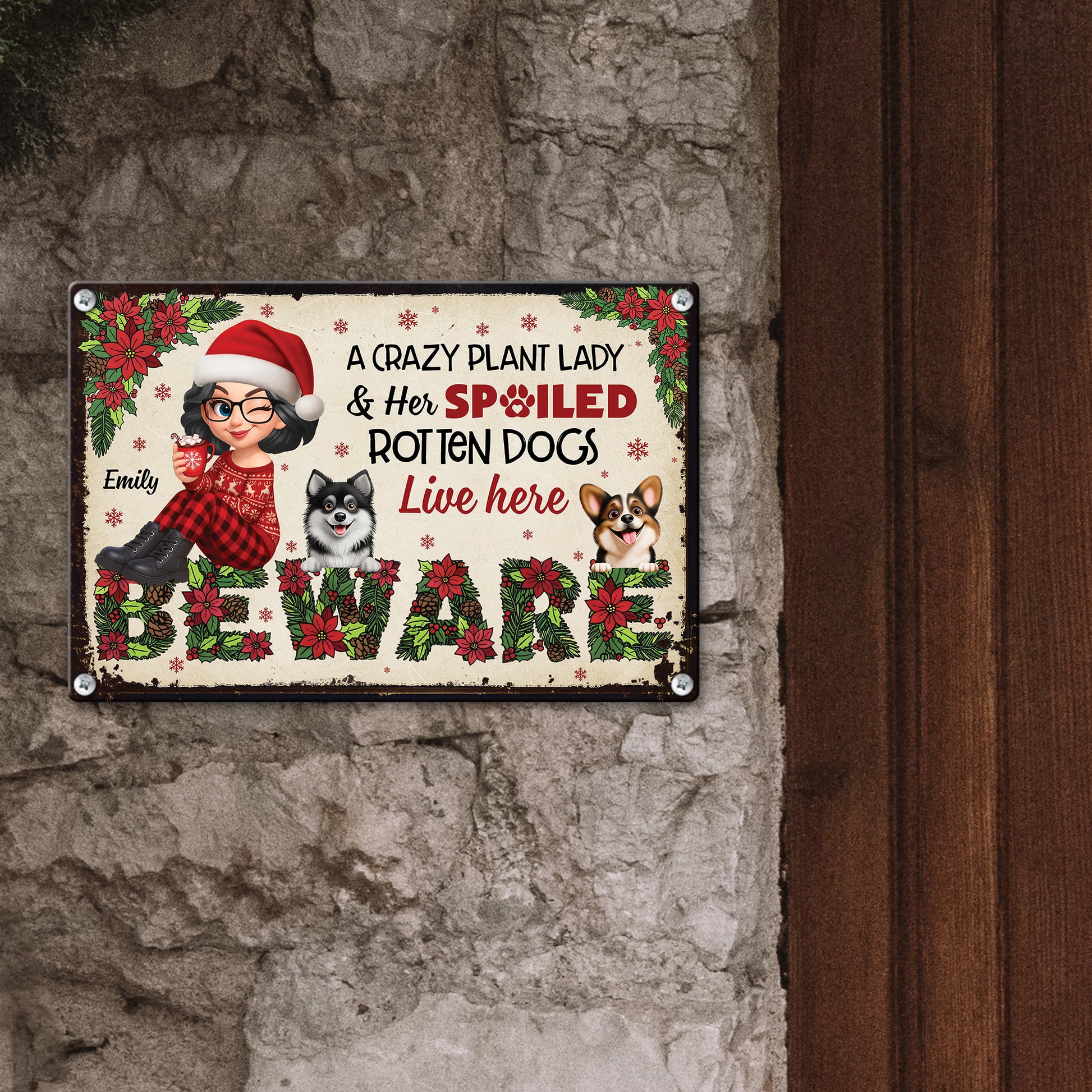 Personalized "Crazy Plant Lady" metal sign, custom name decoration for plant lovers.