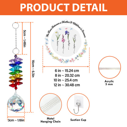 Custom birth flower ornament with crystal charm, a personalized gift.