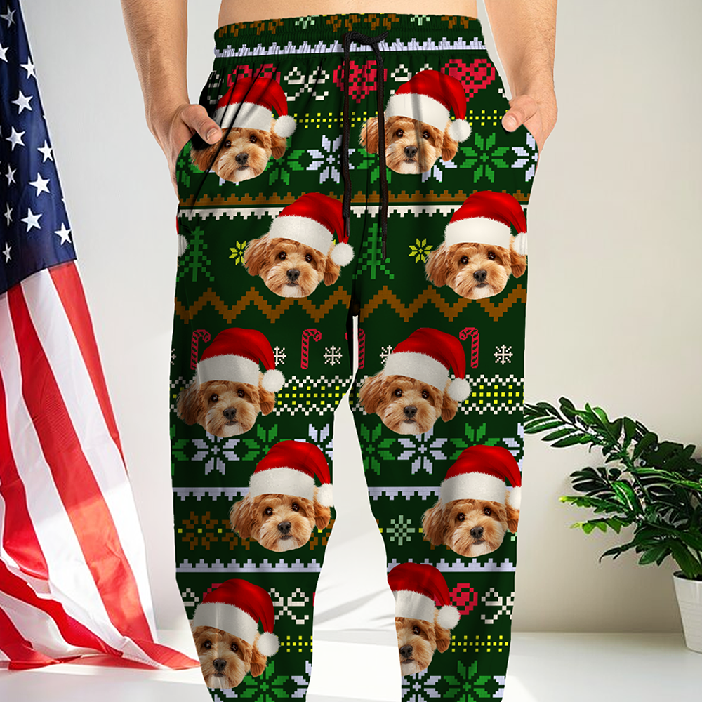 Custom face photo pajama pants, a fun and unique Christmas gift idea.