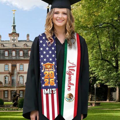 Custom Flags Class of 2026 Stoles Sash - Personalized Gift For Graduation - Senior Gift