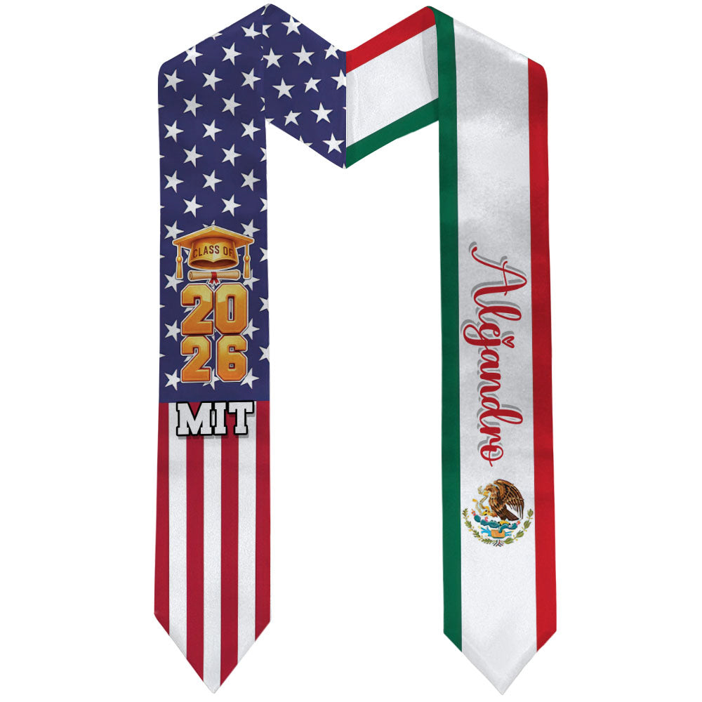 Custom Flags Class of 2026 Stoles Sash - Personalized Gift For Graduation - Senior Gift