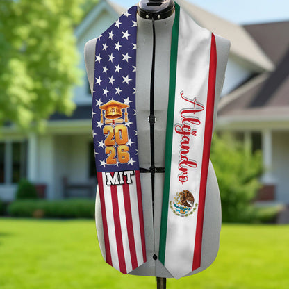 Custom Flags Class of 2026 Stoles Sash - Personalized Gift For Graduation - Senior Gift