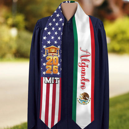 Custom Flags Class of 2026 Stoles Sash - Personalized Gift For Graduation - Senior Gift