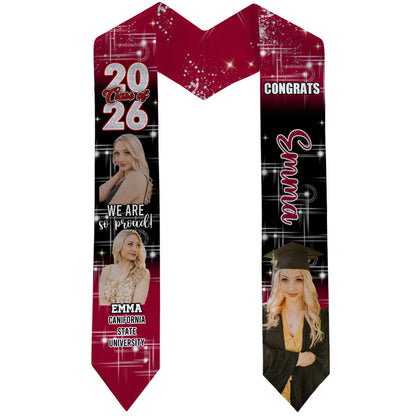 Custom Glitter Class of 2026 Stoles Sash - Personalized Gift For Graduation - Senior Gift