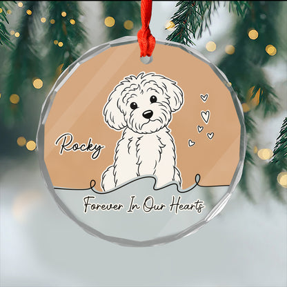 Personalized glass ornament featuring custom line art of a dog and cat, a unique Christmas gift.