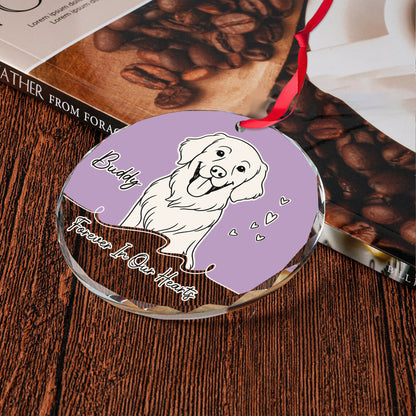 Personalized glass ornament featuring custom line art of a dog and cat, a unique Christmas gift.