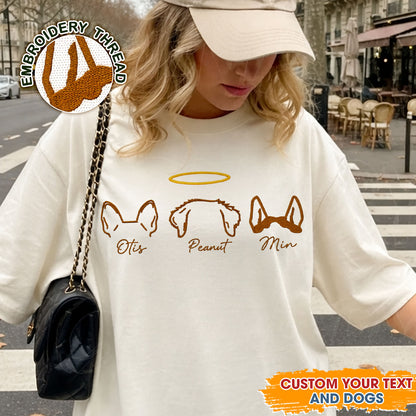 Custom line embroidered memorial pet crewneck sweatshirt.