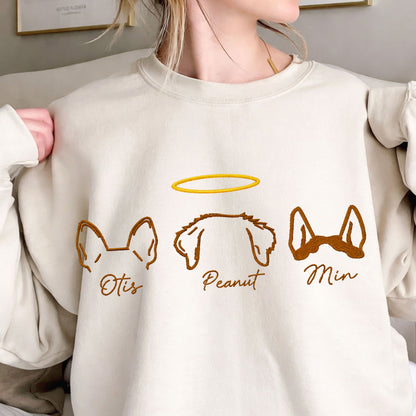 Custom line embroidered memorial pet crewneck sweatshirt.