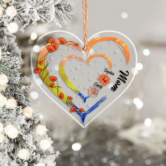 Custom Name Mom Ornament Hologram, personalized gift for mothers with a unique, reflective finish.