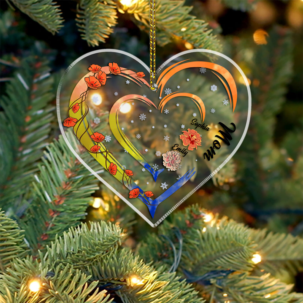 Custom Name Mom Ornament Hologram, personalized gift for mothers with a unique, reflective finish.