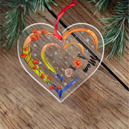 Custom Name Mom Ornament Hologram, personalized gift for mothers with a unique, reflective finish.
