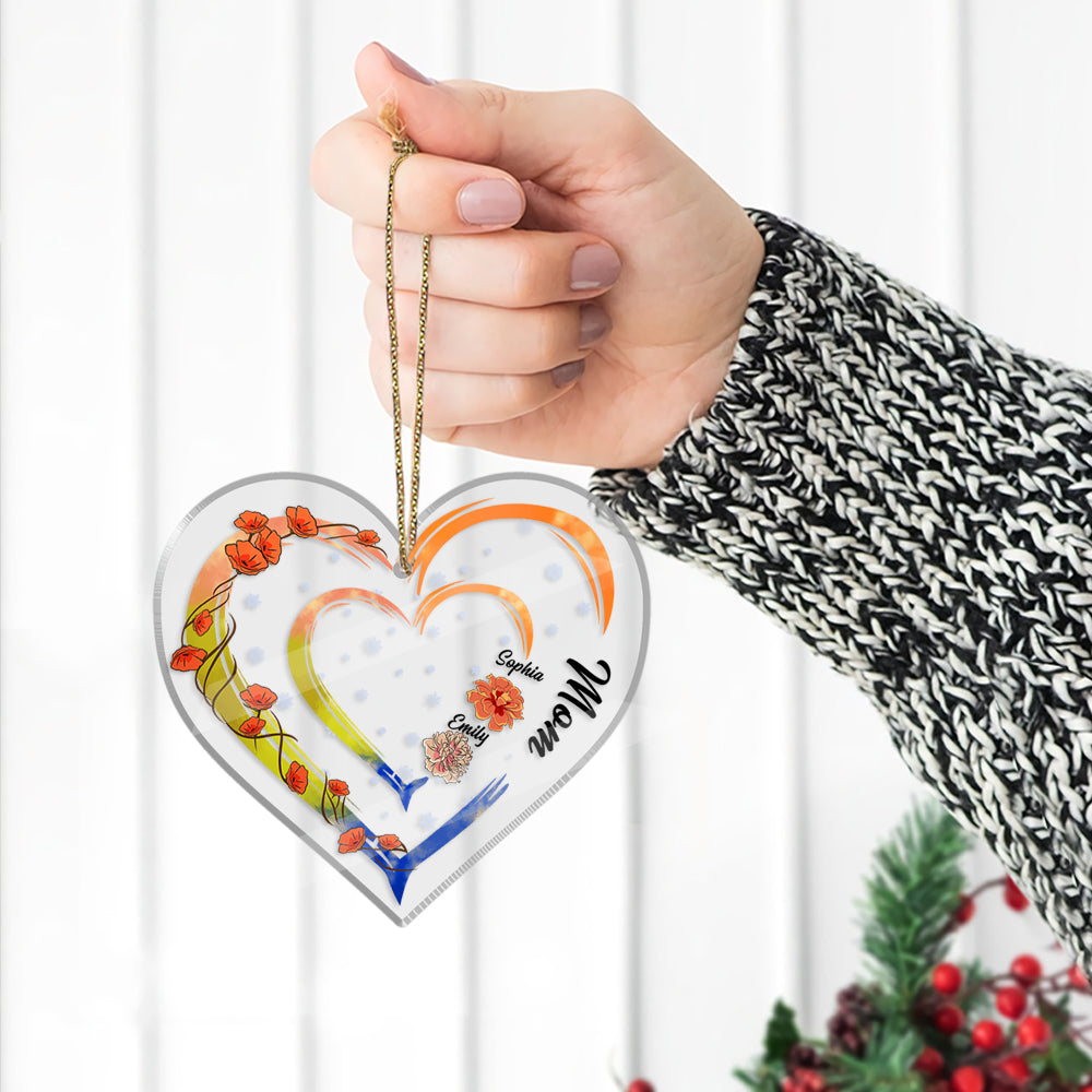 Custom Name Mom Ornament Hologram, personalized gift for mothers with a unique, reflective finish.