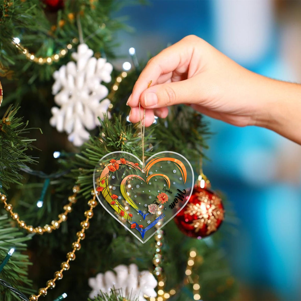 Custom Name Mom Ornament Hologram, personalized gift for mothers with a unique, reflective finish.