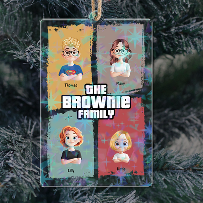 Custom Our Family Hologram Ornament - Unique personalized family Christmas decoration.
