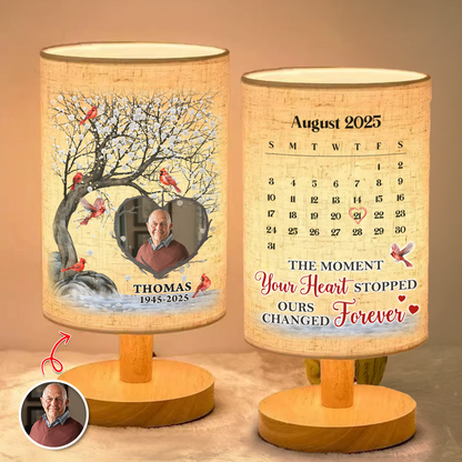 Personalized Fabric Lamp with Cardinal Photo Calendar - unique custom lamp.