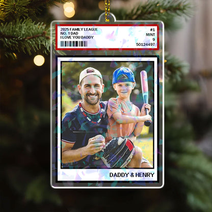 Custom Photo "No. 1 Dad" Hologram Ornament. Unique personalized gift for Father's Day.