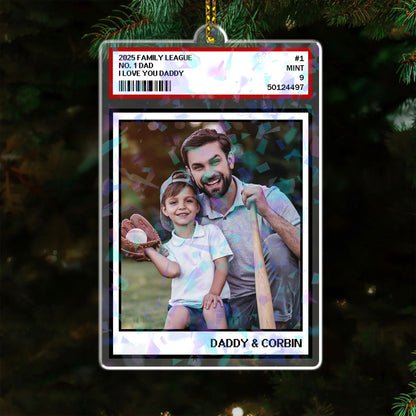 Custom Photo "No. 1 Dad" Hologram Ornament. Unique personalized gift for Father's Day.