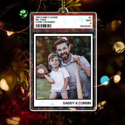 Custom Photo "No. 1 Dad" Hologram Ornament. Unique personalized gift for Father's Day.