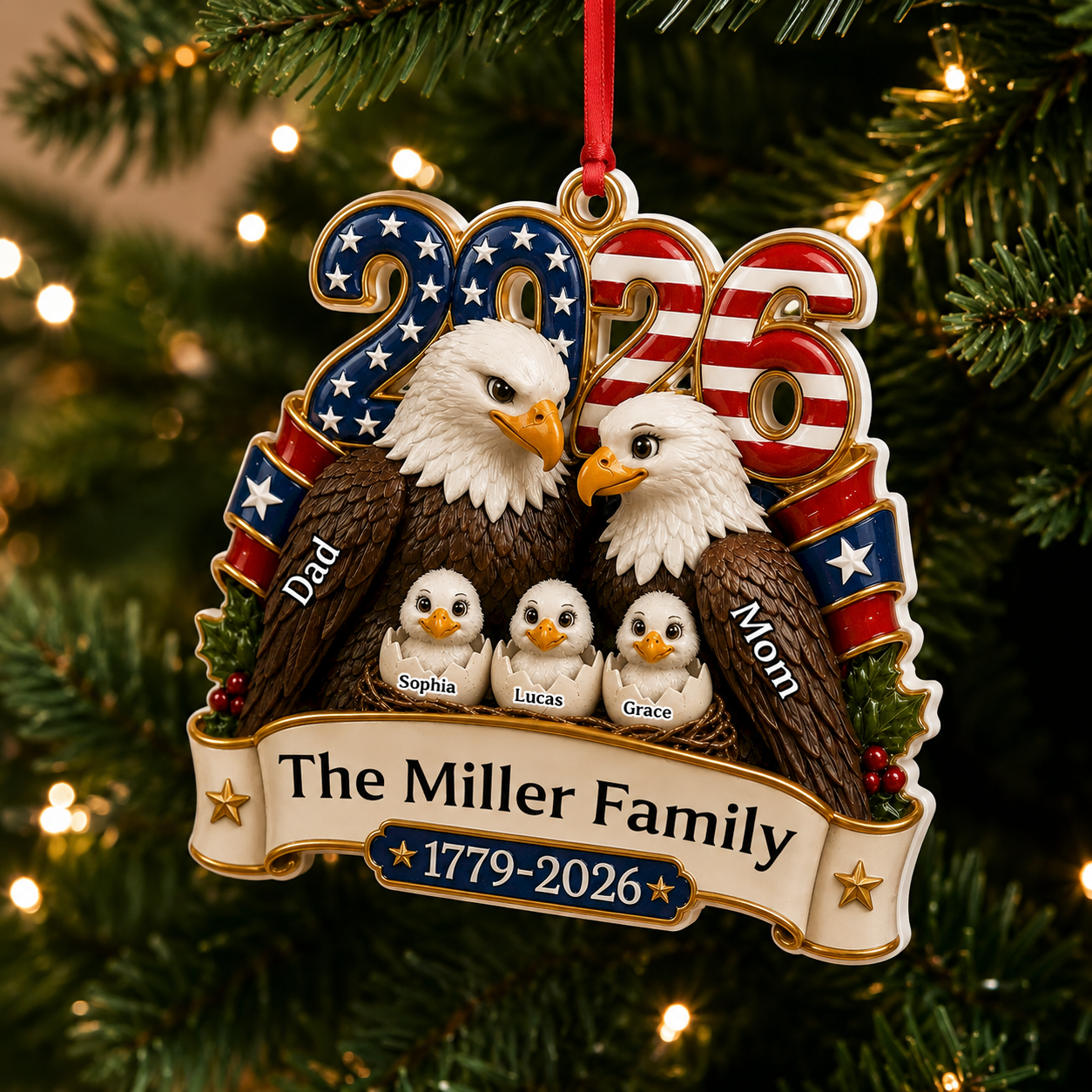 Love Anchored In Heritage And Pride 250 Years Of Freedom  - Real 3D Relief Ornament