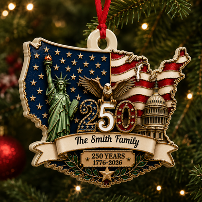 Custom Eagle Personalized 250th America  - Real 3D Relief Ornament