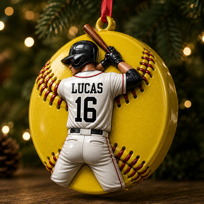 Retro Vintage Baseball Player - Real 3D Relief Ornament