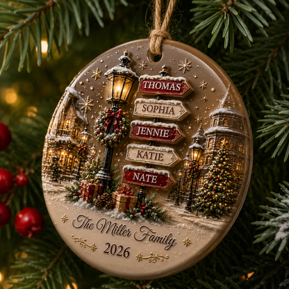 Custom Names Christmas Gifts For Family - Real 3D Ceramic Ornament