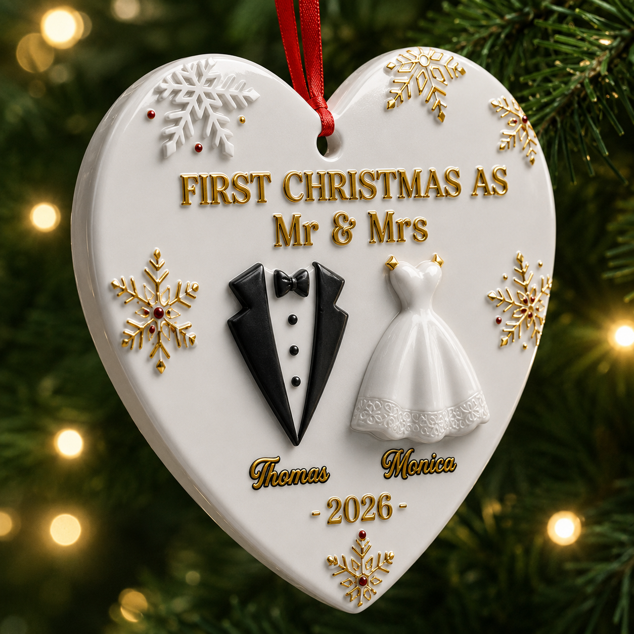 Him And Her - Our First Christmas Together - Real 3D Relief Ornament