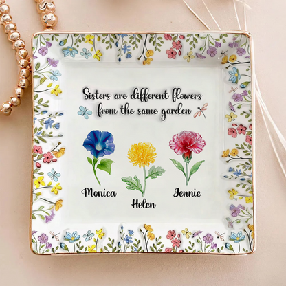Personalized ring dish with flowers, a thoughtful Mother's Day gift from Jillian Customs.