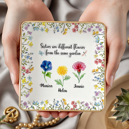 Personalized ring dish with flowers, a thoughtful Mother's Day gift from Jillian Customs.