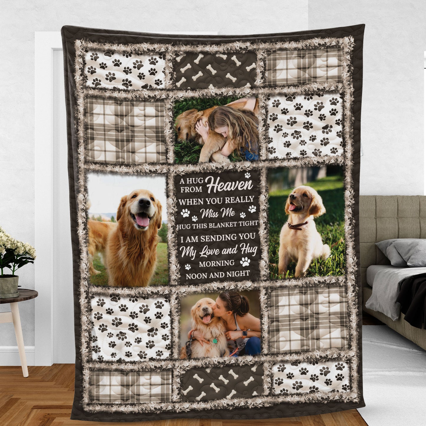 Personalized Dog Loss Memorial Blanket, custom sympathy gift to remember your beloved pet.