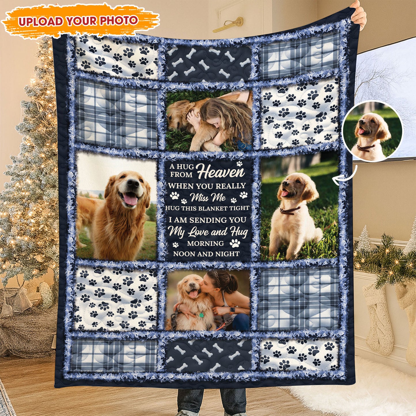 Personalized Dog Loss Memorial Blanket, custom sympathy gift to remember your beloved pet.