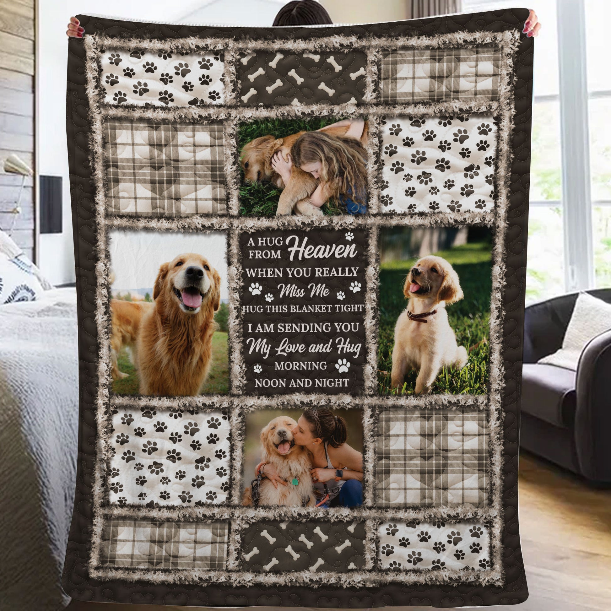 Personalized Dog Loss Memorial Blanket, custom sympathy gift to remember your beloved pet.