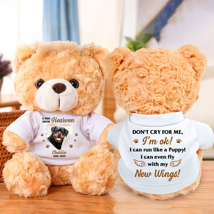 Personalized "Don't Cry For Me" memorial teddy bear plush, a comforting bereavement gift.