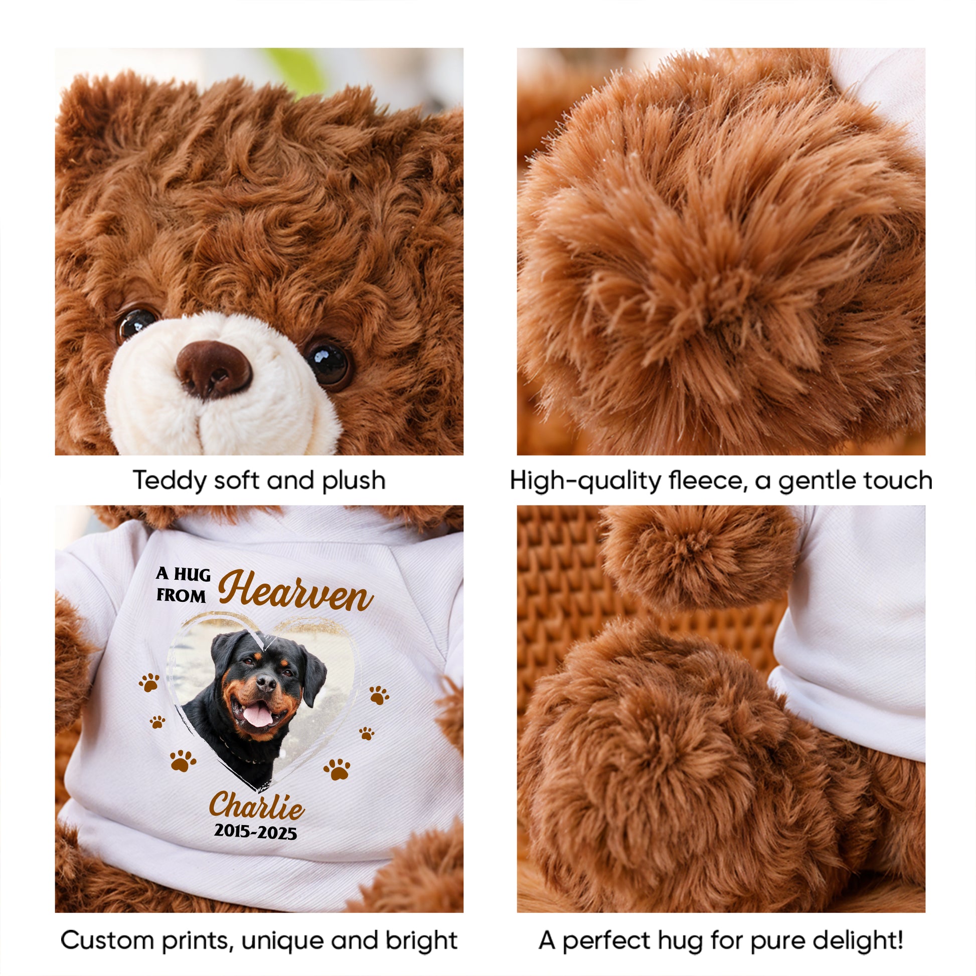 Personalized "Don't Cry For Me" memorial teddy bear plush, a comforting bereavement gift.
