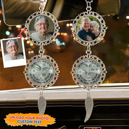 Personalized Dragonfly Car Ornament with Photo and Charm - "My Mind, My Heart, My Soul"