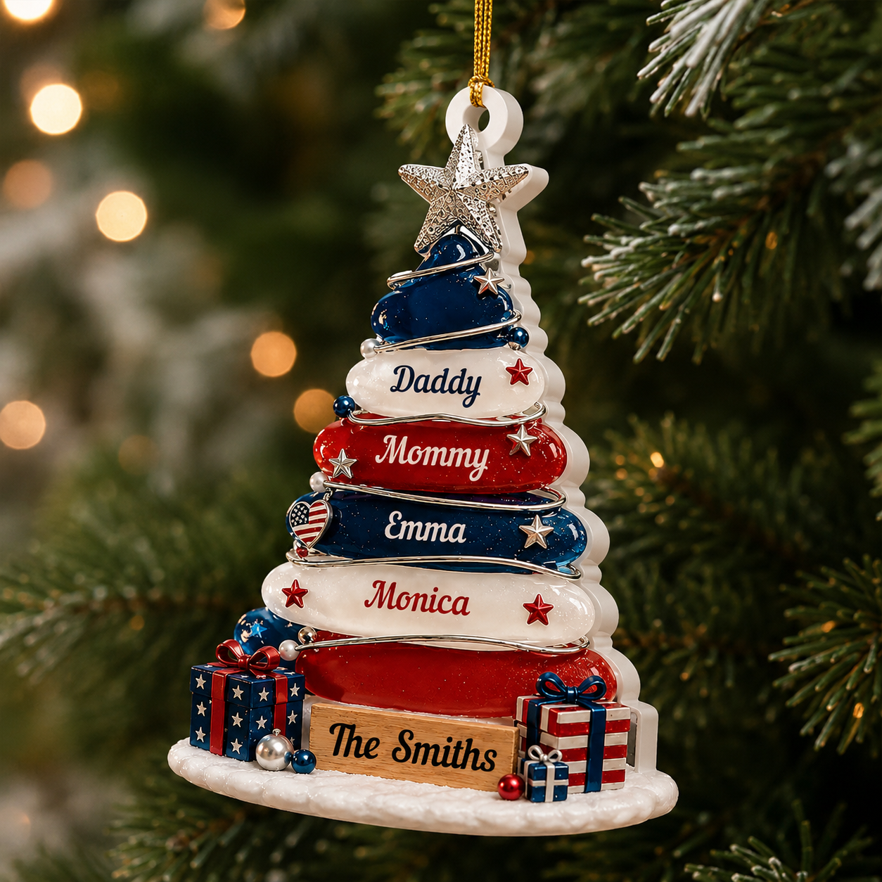A Cozy Christmas United States Of America - Real 3D Relief Ornament