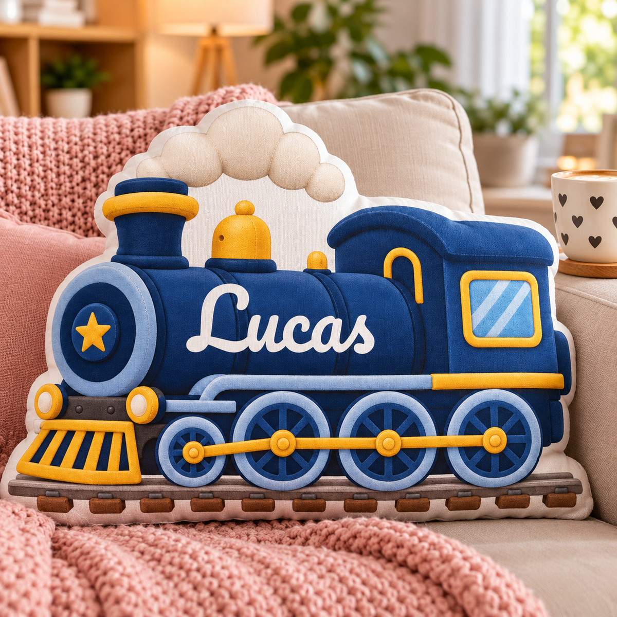 Train Custom Shaped Pillow - Personalized Custom Pillow - Gifts for Kids