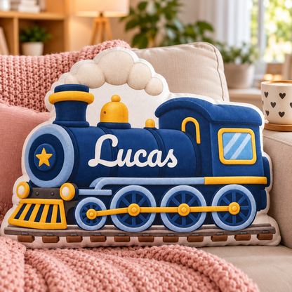 Train Custom Shaped Pillow - Personalized Custom Pillow - Gifts for Kids