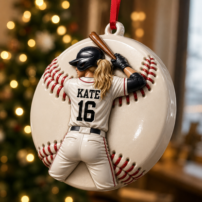 Retro Vintage Baseball Player - Real 3D Relief Ornament