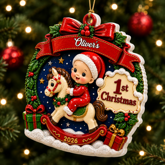 Our Little Miracle Family Christmas Names - Real 3D Relief Ornament 2