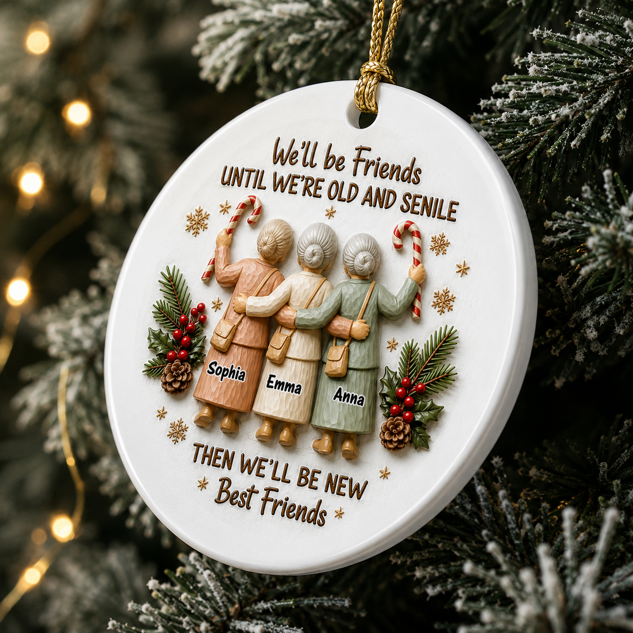 We'll Friends Until Old & Senile Old Besties - Real 3D Relief Ornament