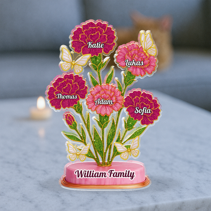 Elegant Carnation Flower Custom Figure Personalized Acrylic Block Plaque