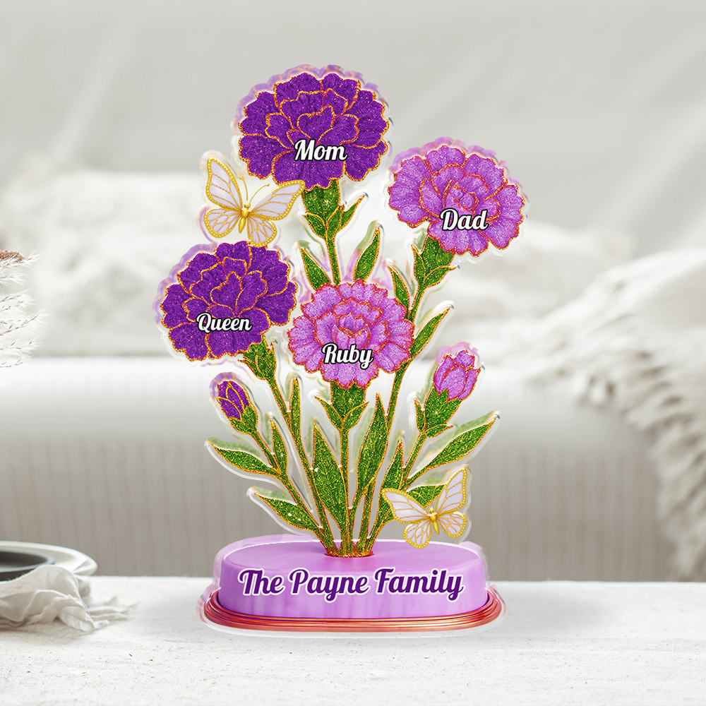 Elegant Carnation Flower Custom Figure Personalized Acrylic Block Plaque