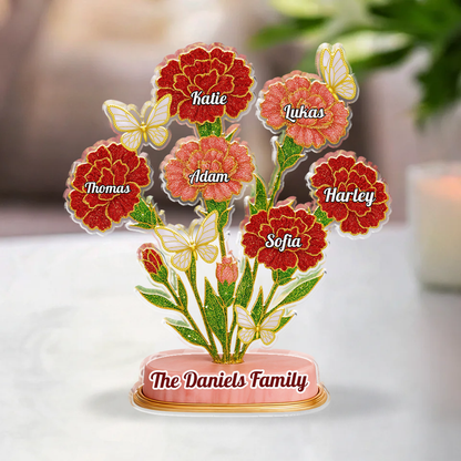 Elegant Carnation Flower Custom Figure Personalized Acrylic Block Plaque