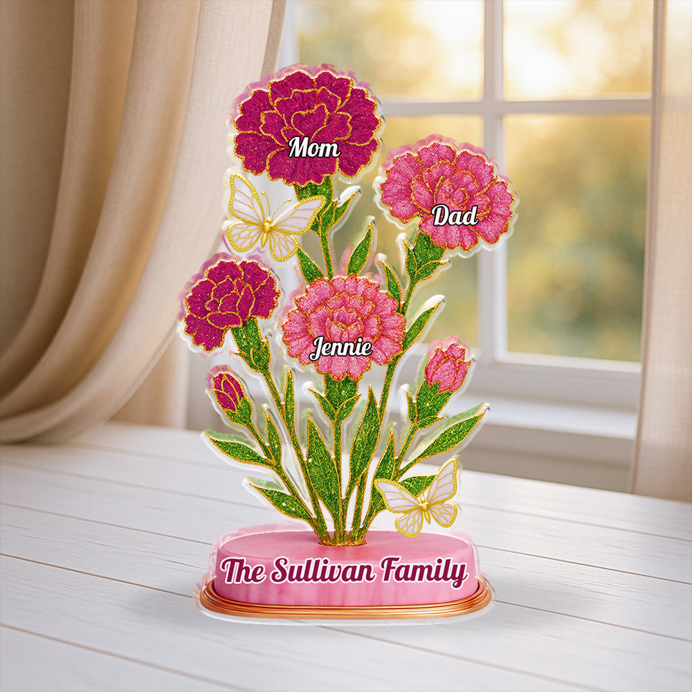 Elegant Carnation Flower Custom Figure Personalized Acrylic Block Plaque