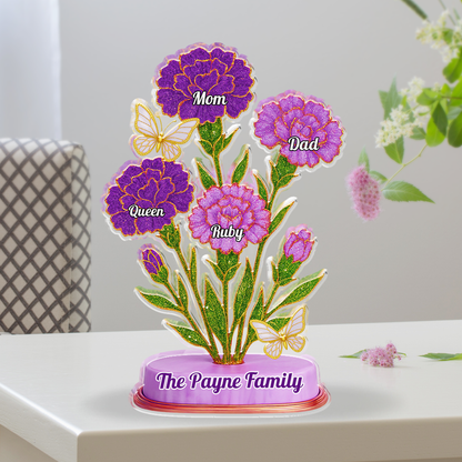 Elegant Carnation Flower Custom Figure Personalized Acrylic Block Plaque
