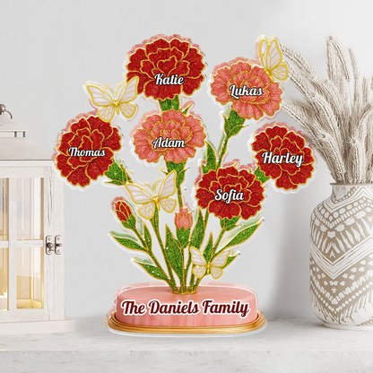 Elegant Carnation Flower Custom Figure Personalized Acrylic Block Plaque