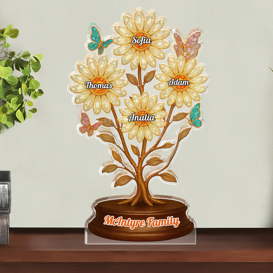 Elegant Flower Acrylic Custom Figure - Personalized acrylic block plaque with vibrant floral design.