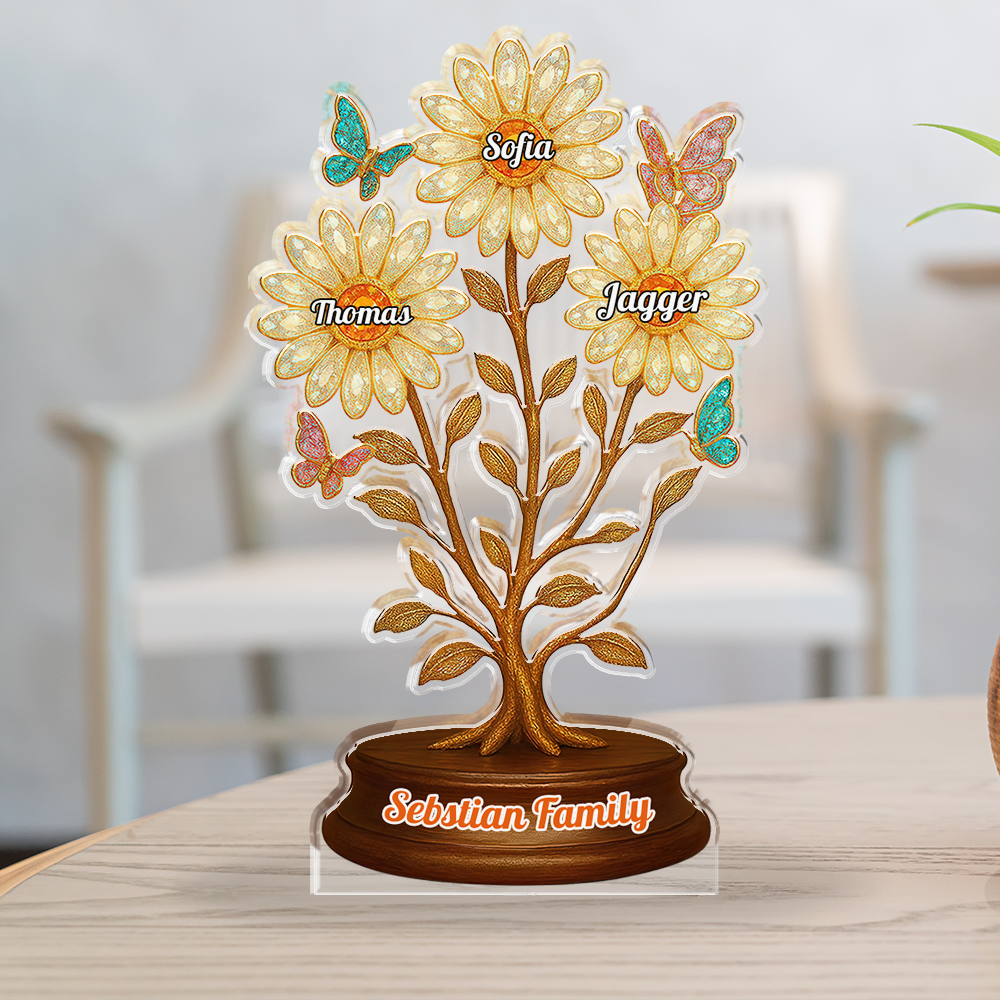 Elegant Flower Acrylic Custom Figure - Personalized acrylic block plaque with vibrant floral design.